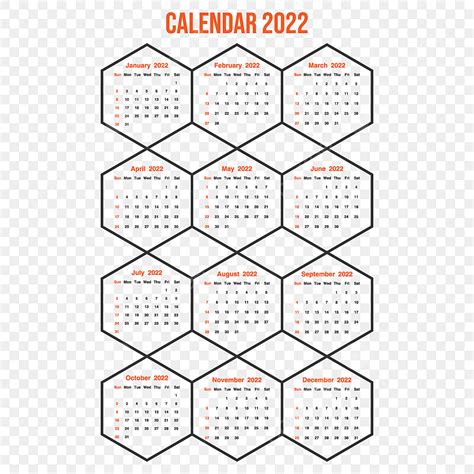 2022 Calendar Vector Image Design With Hexagon Box Calendar 2022