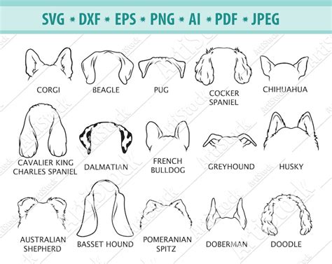 Ear Dog Svg File Dog Ear Outline Svg Pet Ear Svg Dog Ear Etsy