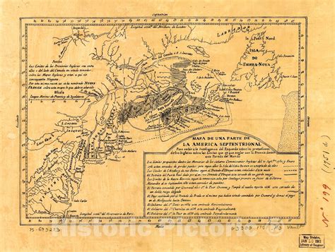 Historic 1751 Map Mapa De Una Parte De La America Septentrional Historic Pictoric