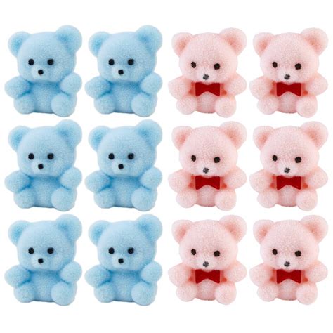 Miniature Baby Blue And Pink Flocked Teddy Bears Confetti Table