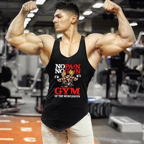 Muscleguys Summer Sleeveless Graphic Singlets Mens Gym Bodybuilding Fitness Slim Tank Tops Uygun