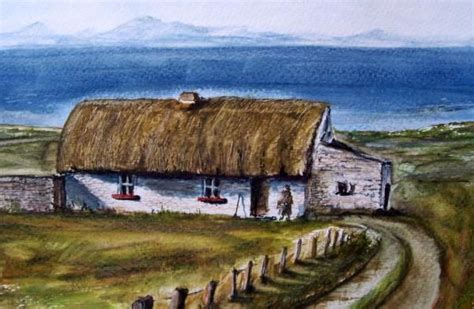 Irish Cottage Painting By Terence John Cleary Cottage Painting