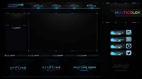 Best Twitch Stream Overlay Template Multicolor Mattovsky Graphic