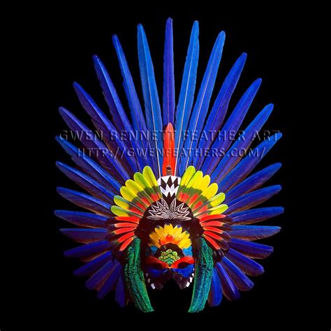 Feather Mask Blue Aztec Ii Aztec Art Headdress Art Feather Art