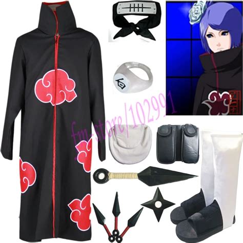 Sale Naruto Akatsuki Cloak Konan Cosplay Costume All Size Free