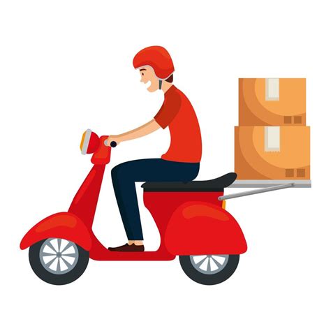 Worker Of Delivery Service In Motorcycle With Boxes 1952381 Vector Art