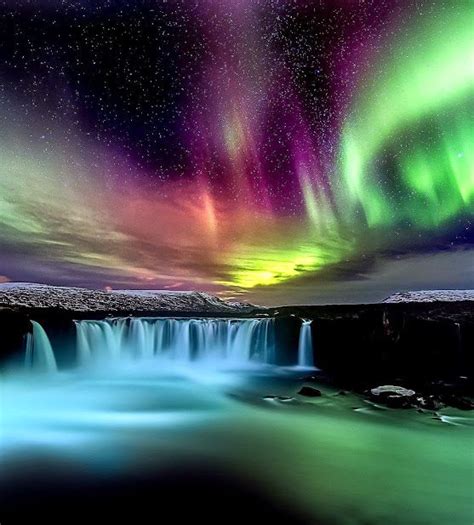 Aurora Explosion Over Godafoss Waterfall Iceland By Francesco Marian