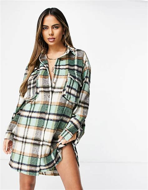 Missguided Oversized Shirt Dress In Gingham Check Asos