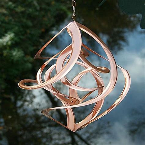 Copper Dual Wind Spinner Outdoor Mobile Yard Art Modern Metal Sculpture