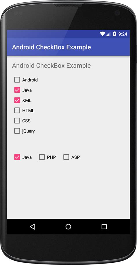 Android Checkbox Example Viral Android Tutorials Examples Uxui