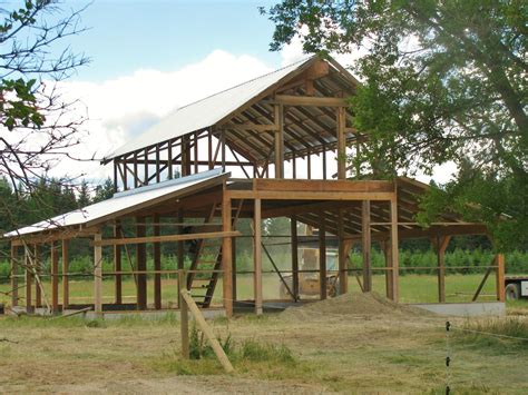 Timber Barn In The Process Of Being Built Caribou Creek Log Timber