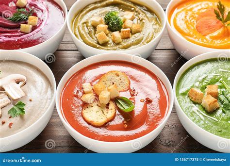 Various Cream Soups In Bowls Stock Image Image Of Bowls Blended