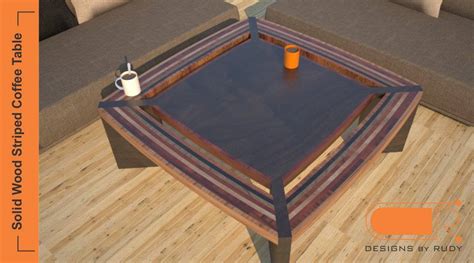 Contemporary Unique Coffee Tables Striped Solid Wood Design