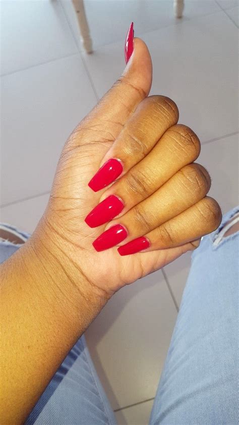 Red Nails On Woc Nails Long Nails Red Nails