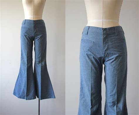 Vintage 1970s Jeans 70s Flared Denim 70s High Waisted Etsy