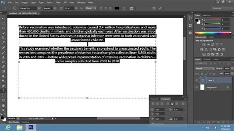 Creating point or paragraph text. How to Justify the Text in Photoshop CS6 - YouTube