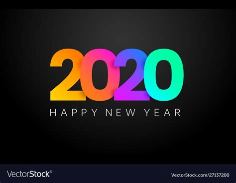 Happy New Year Color Banner 2020 Poster Merry Vector Image