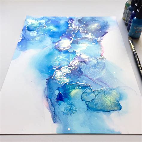 Original Abstract Alcohol Ink Painting With Mat Abstract Etsy