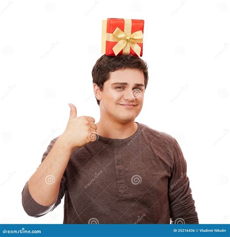 A Man Holding Present Box On White Background Royalty Free Stock Image Image 25216436