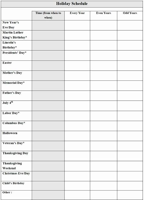 Free Printable Custody Calendar