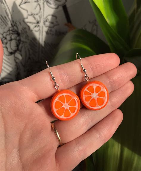 Handmade Orange Earrings Cute Handmade Clay Orange Slice Etsy