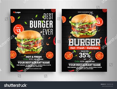 Pizza Burger Fast Food Flyer Poster Vector Có Sẵn Miễn Phí Bản Quyền