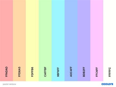 Pastel Rainbow In 2023 Hex Color Palette Color Palette Design Hex