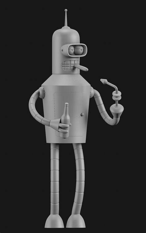 Futurama Bender Drinking Smoking 3d Print Model