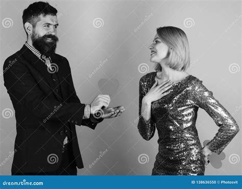 Couple In Love Holds Hearts On Blue Background Stock Photo Image Of