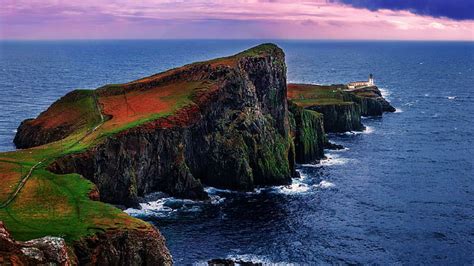 Mar Oceano Azul água Marinha Nuvens Ilha Escócia Ilha De Skye