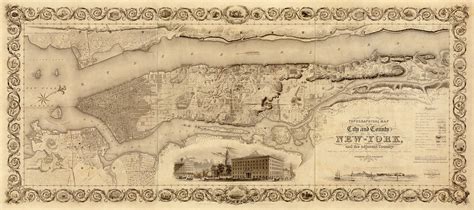 New York 1836 Manhattan Topographical Map Of New York City Colton