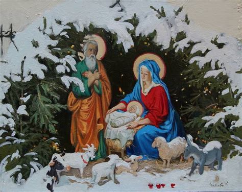 Christmas Nativity Scene Painting In 2021 Nativity Painting Painting