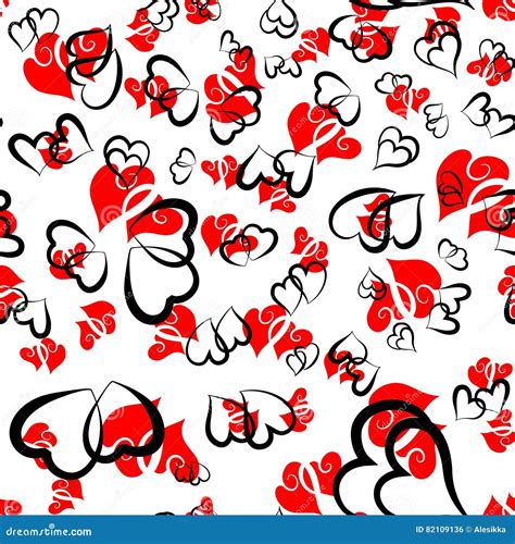 Red Hearts Seamless Pattern Stock Illustration Illustration Of