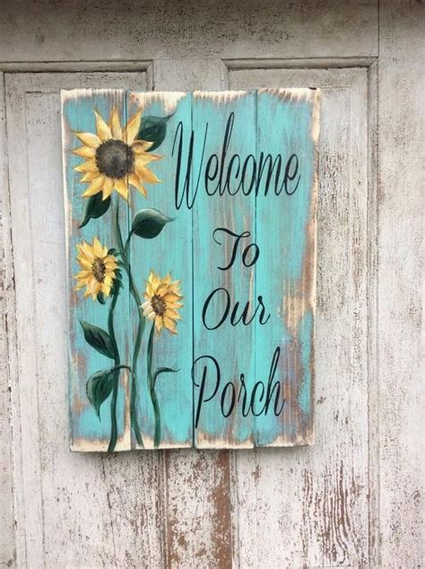 Welcome To Our Porch Sign Hand Painted Sign Wooden Sign With