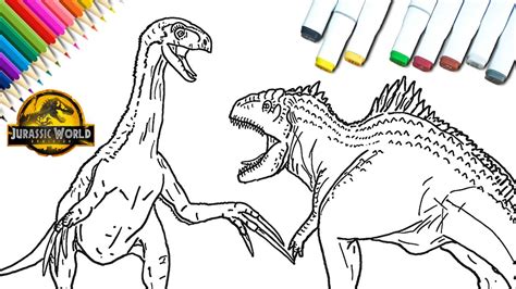 How To Draw A Therizinosaurus Vs Giganotosaurus Jurassic World Dominion Easy Youtube