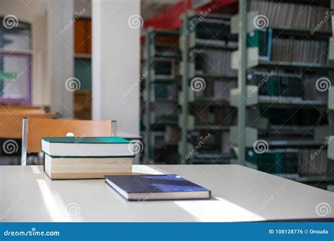 Textbooks On Table In Library Stock Photo Image Of Education Thesis