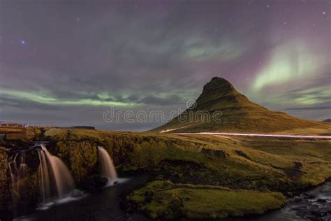 Northern Lights In Kirkjufell Mountain In Iceland Stock Photo Image