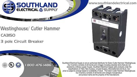 Westinghouse Eaton Cutler Hammer Ca3150 150 Amp 240 Volt 3 Pole