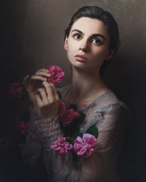 Self Portrait With Roses Ii By Mariababintseva On Deviantart Portrait