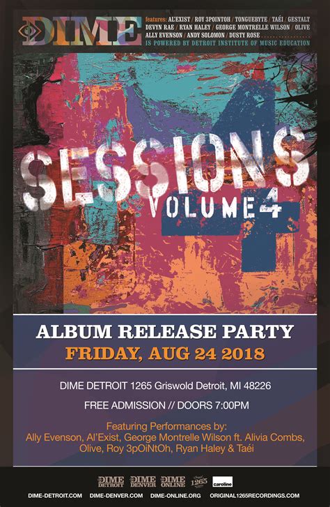 Dime Sessions Vol 4 Album Release Party Friday August 24th Live In