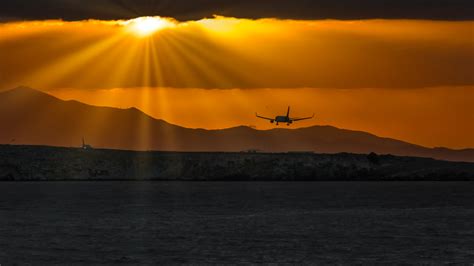 Free Images Horizon Sunset Airplane Vehicle Afterglow Evening