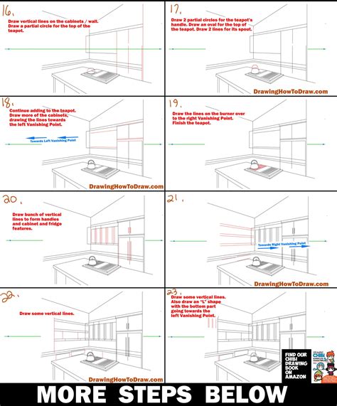 How To Draw A Kitchen Room In Two Point Perspective Step By Step