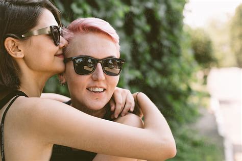 Happy Lesbian Couple In Love By Alexey Kuzma Closeup Lesbian