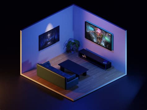 3d Model Isometric Room Vr Ar Low Poly Cgtrader