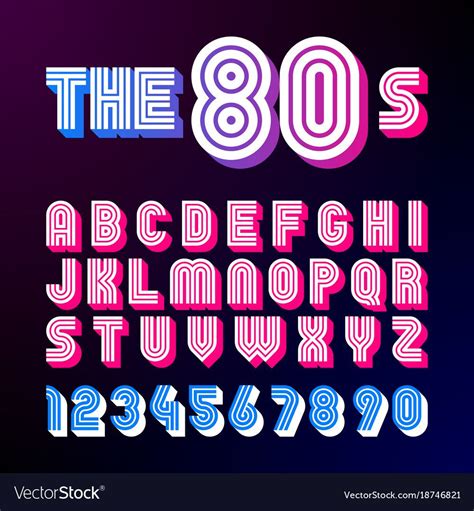 Eighties Style Retro Font 80s Font Design With Shadow Disco Style