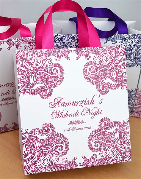 In hindu weddings, gifting forms an integral part of the ceremony. 30 Mehendi Night gift bags with satin ribbon & your names ...