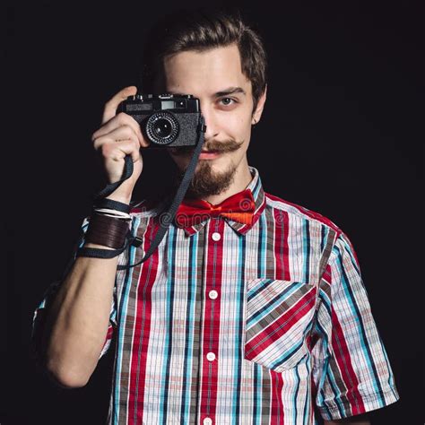 Portrait Of A Cheerful Photographer Stock Image Image Of People