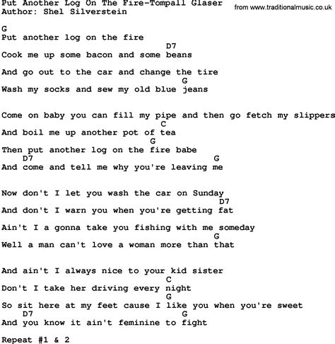 Country Musicput Another Log On The Fire Tompall Glaser Lyrics And Chords