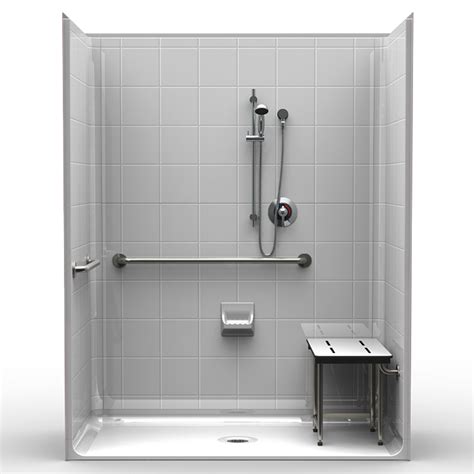 Ada Roll In Shower Five Piece 63x33 8 Inch Tile Look