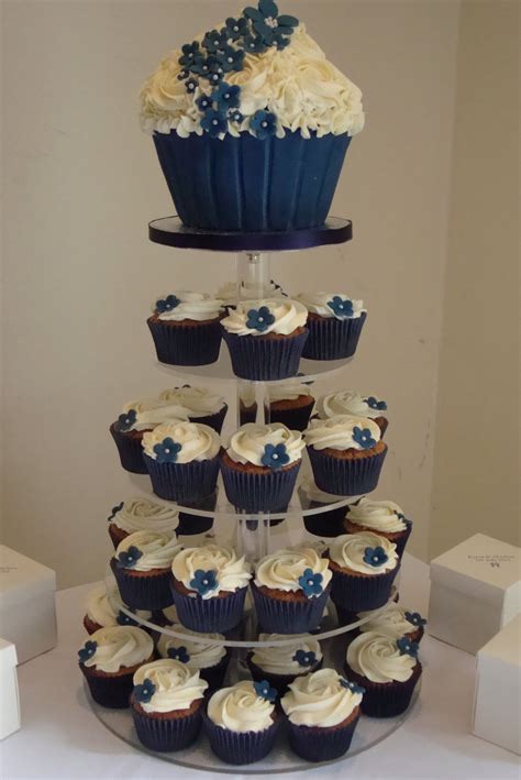 Get the best deals on gold cake toppers & cupcake picks. Cupcake tower in blue | Cupcake tower wedding, Wedding ...